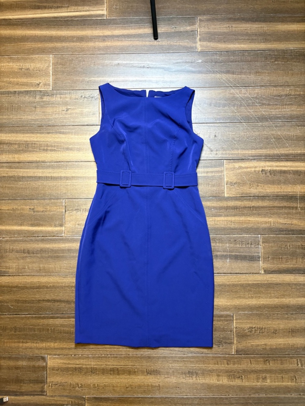 Vince Camuto Sz 6P Sleeveless Belted Office Dress in Royal Blue Sleeveless Knee